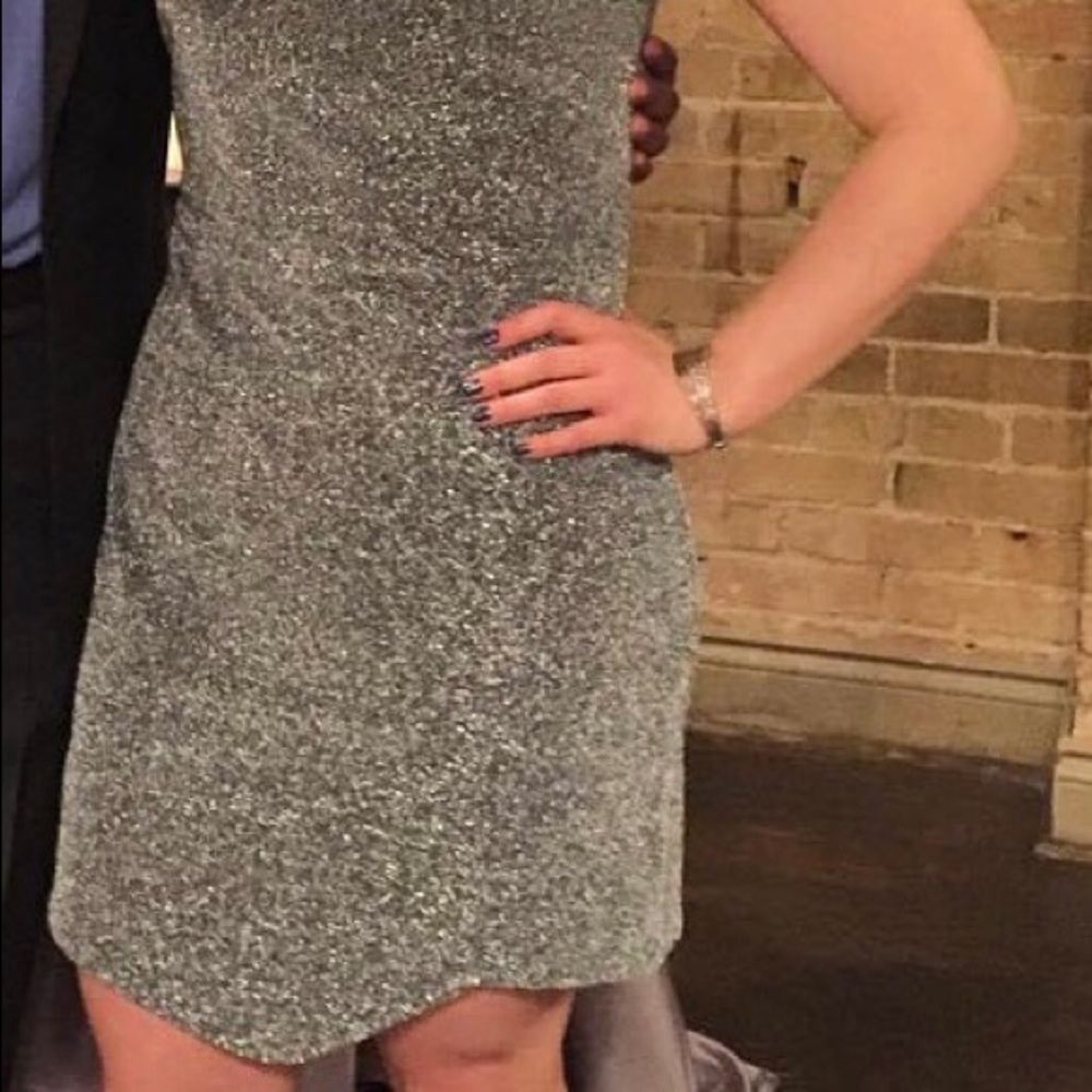 Silver asymmetrical dress, size 10 from Express.